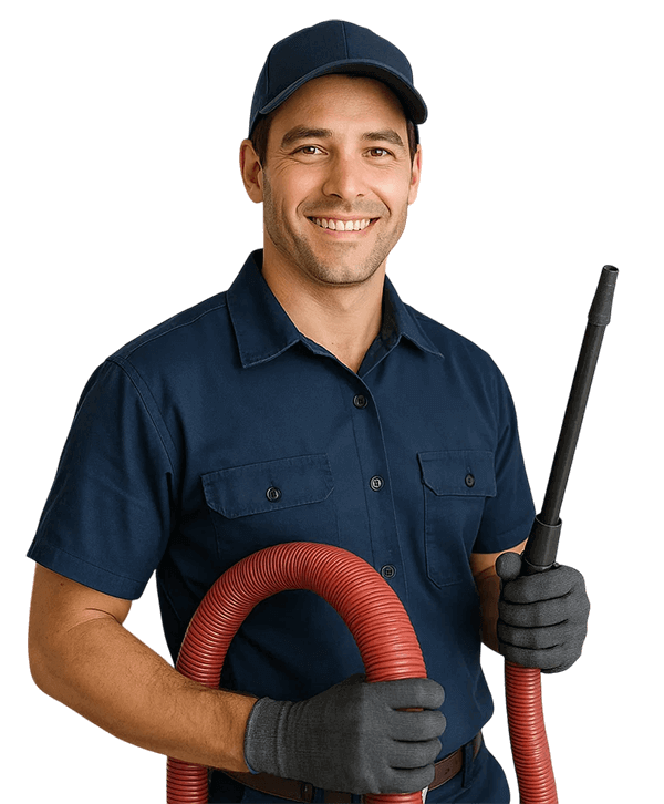 Spring Air Ducts Cleaning TX  technician holding HVAC tools and smiling